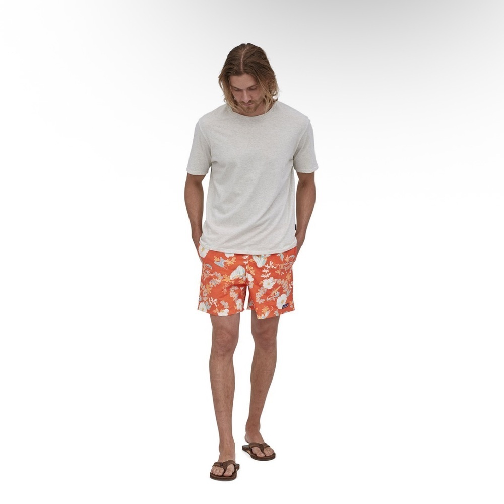Patagonia Tropical Surf Orange Men’s Volleyball Swim Trunks 5" Inseam Medium